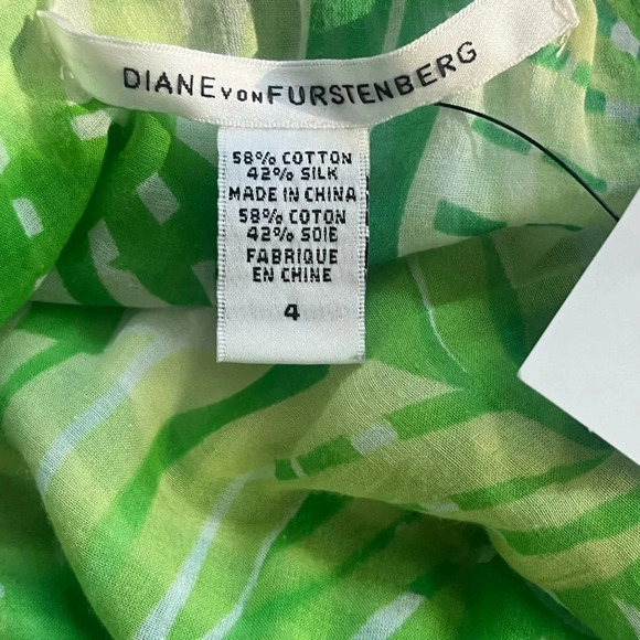 Diane Von Furstenberg Green Palm Leaf Print Tank Top Women Size 4 - Picture 7 of 7